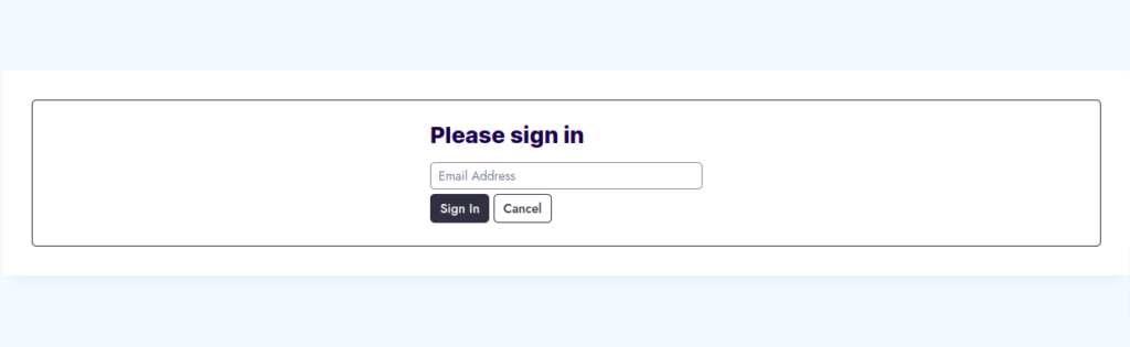 Sign in page for OTP login