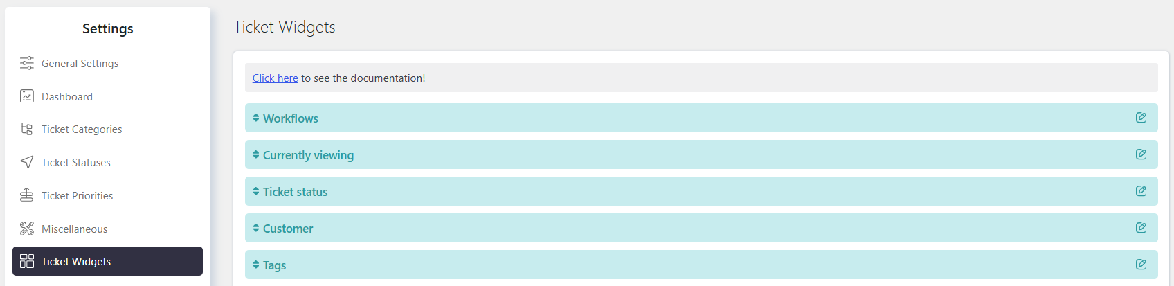 Ticket tags in ticket widgets list
