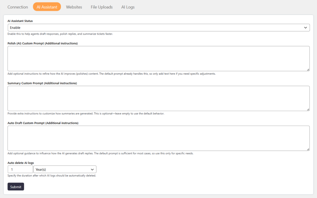 AI assistant setting